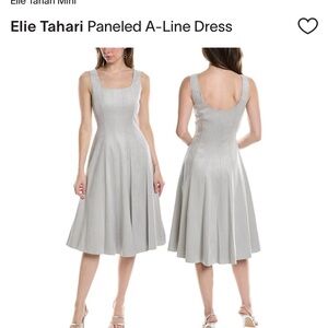 Elie Tahari Silver Sleeveless Square Neck Midi Dress
